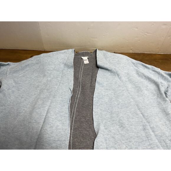 J Jill Reversible Blue/Gray Long Open Front Cardigan Sweater Size XL - Picture 4 of 12